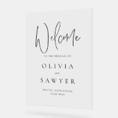 Zwart Handschrift Script Wedding Welkom Acryl Bord (Hoek)