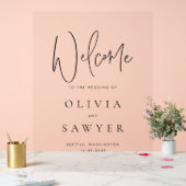 Zwart Handschrift Script Wedding Welkom Acryl Bord (Huwelijk)