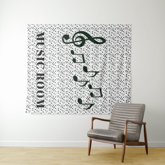 Zwart handschrift wandkleed (In Situ (horizontaal))