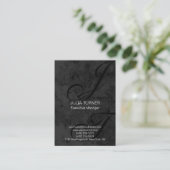 Zwart handschrift zwart monogram grijs Uniek Visitekaartje (Staand voorkant)
