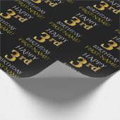Zwart, "HAPPY 3rd BIRTHDAY"-omslagpapier Cadeaupapier (Hoek)