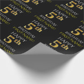 Zwart, "HAPPY 5th BIRTHDAY"-omslagpapier Cadeaupapier (Hoek)