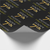 Zwart, "HAPPY 7th BIRTHDAY"-omslagpapier Cadeaupapier (Hoek)