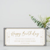 Zwart Happy Birthday Cadeaubon Kaart (Staand voorkant)