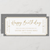 Zwart Happy Birthday Cadeaubon Kaart (Voorkant / Achterkant)