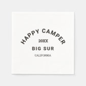  Zwart Happy Camper Crest Camping Servet (Voorkant)