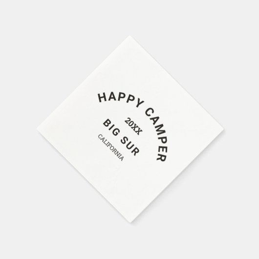  Zwart Happy Camper Crest Camping Servet (Hoek)