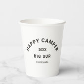  Zwart Happy Camper Crest Custom Camping Papieren Bekers (Achterkant)