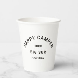  Zwart Happy Camper Crest Custom Camping Papieren Bekers