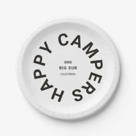 Zwart Happy Campers Camping Trip Custom Papieren Bordje