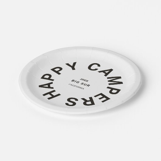  Zwart Happy Campers Camping Trip Custom Papieren Bordje (Gekanteld)