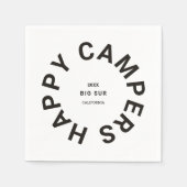 Zwart Happy Campers Camping Trip Custom Servet (Voorkant)