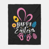 Zwart Happy Easter Schattige Bunny Easter Eggs Hun Fleece Deken (Voorkant)