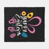 Zwart Happy Easter Schattige Bunny Easter Eggs Hun Fleece Deken (Voorkant (Horizontaal))