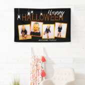 Zwart Happy Halloween 4 foto collage spinnen Spandoek (Insitu)