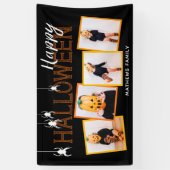 Zwart Happy Halloween 4 foto collage spinnen Spandoek (Verticaal)