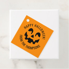Zwart Happy Halloween pompoen gezicht vorm op Sina Bedankjes Labels