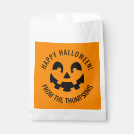 Zwart Happy Halloween pompoen gezicht vorm op Sina Bedankzakje