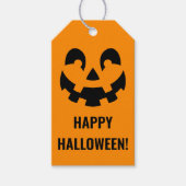Zwart Happy Halloween pompoen gezicht vorm op Sina Cadeaulabel (Voorkant)
