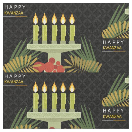 Zwart Happy Kwanzaa stof (Close Up)