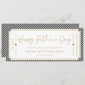 Zwart Happy Vaderdag Cadeaubon Kaart (Voorkant / Achterkant)