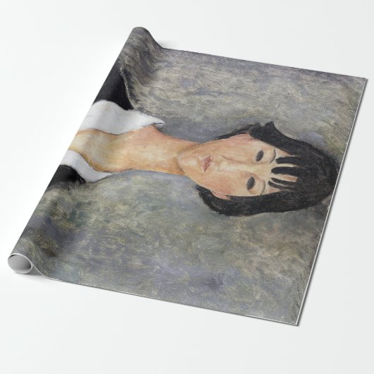 Zwart Harig Jong Meisje, Modigliani Cadeaupapier (Uitgerold)