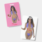Zwart-harige Bikini Schoonheid Thunder_Cove  Badge (Voor- en achterkant)