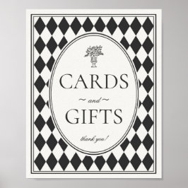 Zwart Harlekijn Geruit Kaarten en Cadeaus Bord Poster