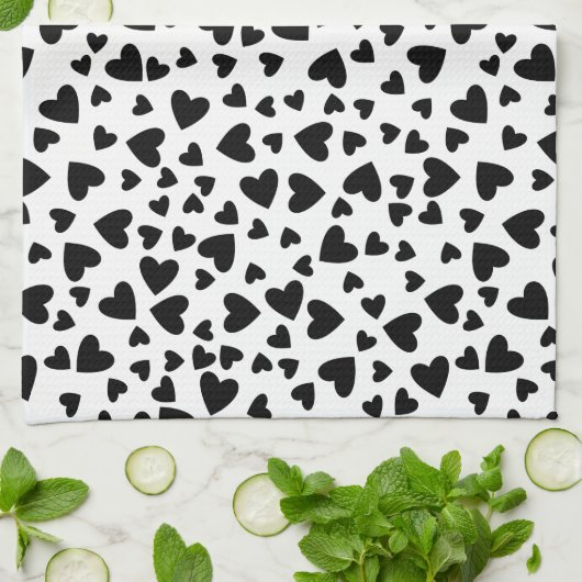 Zwart hart Aangepaste achtergrondkleur Theedoek (Gevouwen)