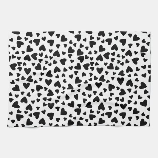 Zwart hart Aangepaste achtergrondkleur Theedoek (Horizontaal)