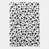 Zwart hart Aangepaste achtergrondkleur Theedoek (Verticaal)