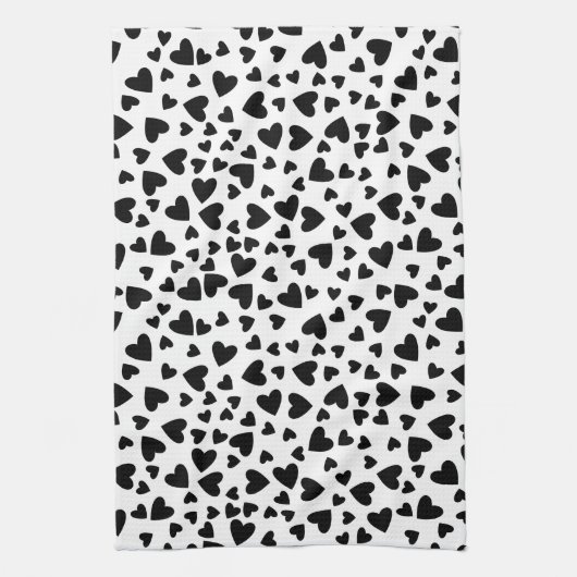 Zwart hart Aangepaste achtergrondkleur Theedoek (Verticaal)