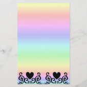 Zwart hart en Lily op regenboogstationery Briefpapier (Achterkant)