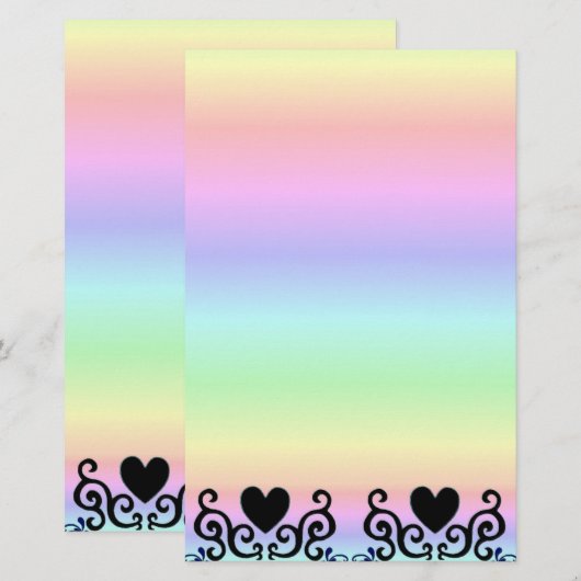 Zwart hart en Lily op regenboogstationery Briefpapier (Voorkant / Achterkant)