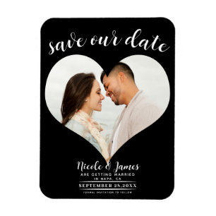 Zwart Hart Foto Bruiloft Save the Date Magneet