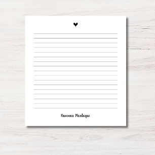 Zwart Hart Handgeschreven Naam Gelinieerd Notitieblok