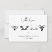 Zwart Hart & Kanten Ondergoed Elegante Bruidsmeisj Bedankkaart (Voorkant)