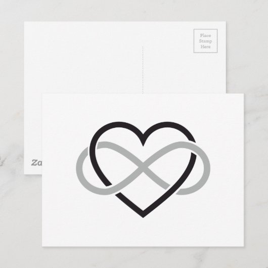 Zwart hart met oneindig teken briefkaart (Voorkant / Achterkant)