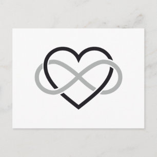 Zwart hart met oneindig teken briefkaart