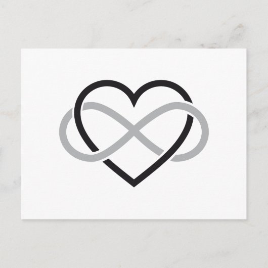 Zwart hart met oneindig teken briefkaart (Voorkant)