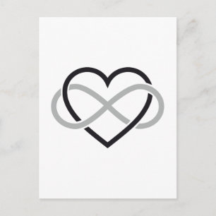 Zwart hart met oneindig teken briefkaart
