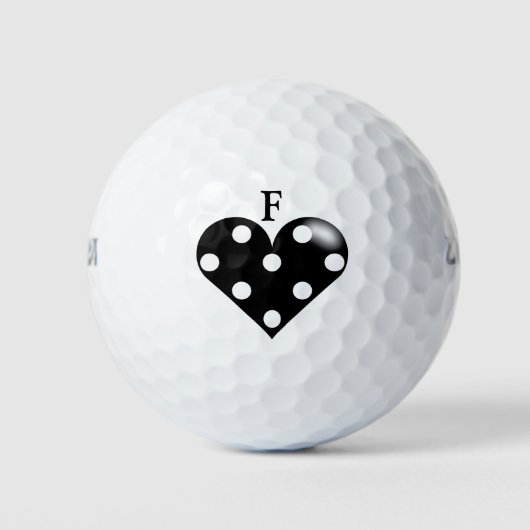 Zwart hart met pooldots golfballen (Voorkant)
