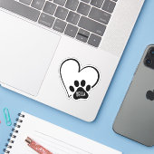Zwart Hart met Pootafdruk Sticker (Laptop met iPhone)