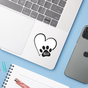 Zwart Hart met Pootafdruk Sticker
