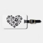 zwart hart met poten, dierlijk voedselprintpatroon bagagelabel (Voorkant horizontaal)