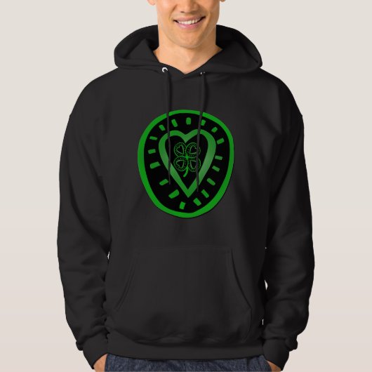 Zwart hart met Shamrock St Patrick's Day Hoddie Hoodie (Voorkant)
