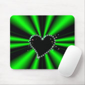 Zwart hart met sterren op groene zwarte regenboog muismat (Met muis)