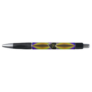 Zwart hart met sterren op paarse gele regenboog pen