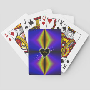 Zwart Hart met Sterren op paarse gele Regenboog Pokerkaarten