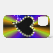 Zwart hart met sterren op regenboog Case-Mate iPhone case (Achterkant (horizontaal))